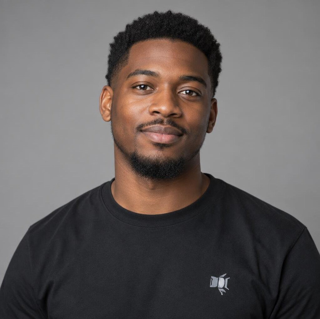 Black British man in his twenties, studio technician and trainer