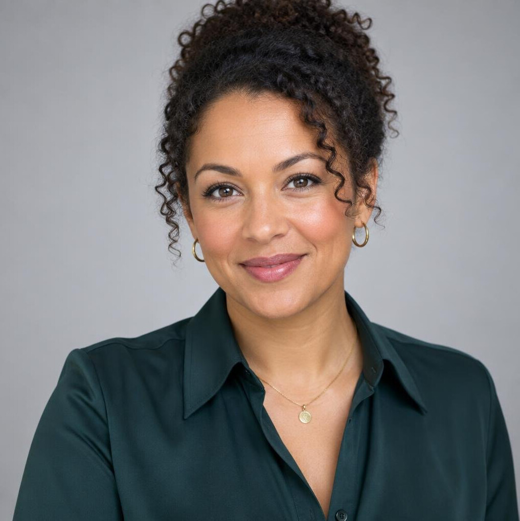 Mixed-race British woman in her thirties, vision mixing instructor