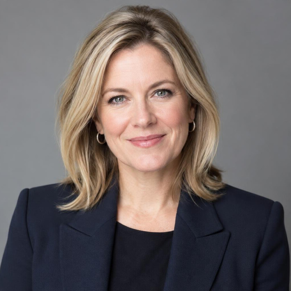White British woman in her forties, broadcast director and trainer